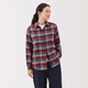 無(wú)印良品（MUJI） 女式 法蘭絨 襯衫領(lǐng) 長(cháng)袖襯衫女士襯衣內搭上衣純棉秋季新品女裝 紅色格紋 M （160/84A）