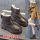 狄德拉雪地靴女2025冬季加絨加厚內增高8cm厚底短靴馬丁靴東北大棉靴 棕色 33 (215mm)