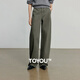 初語(yǔ)焦點(diǎn)牛仔2025秋季新款分割設計寬松百搭棉質(zhì)香蕉褲 灰綠色   27
