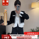 蕓蕁外套女2025新款小香風(fēng)鉆扣粗花呢外套女秋新款感假兩件小眾拼接氣 黑色【高品質(zhì)加內里】 XS