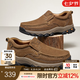 駱駝（CAMEL）男鞋新款韌磨砂牛皮止滑耐磨樂福套腳經(jīng)典休閑皮鞋男 G13A307157咖啡 41
