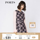 PORTS寶姿 新品女裝優(yōu)雅格紋無(wú)袖收腰連衣裙SA9D006GFQ019 丈青淺粉混色 M (6)