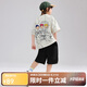 ASK JUNIOR【兒童套裝】夏季青少年印花短袖T恤中大童速干短褲男童運動(dòng)兩件