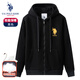 U.S. POLO ASSN.保羅衛衣男春秋長(cháng)袖T恤上衣休閑秋衣打底衫衛衣連帽外套 黑 2XL