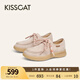 KISSCAT接吻貓【松弛假日】袋鼠鞋25夏新復(fù)古袋鼠鞋英倫風(fēng)牛津鞋女 淺銹紅色/玫瑰粉色 37