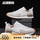JASONWOOD品牌輕奢男鞋25年新款透氣運(yùn)動(dòng)鞋高端真皮日常舒適耐磨增高鞋子男 白色皮鞋碼 41