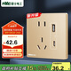 NVC雷士電工 開(kāi)關(guān)插座 五孔帶Type-c+usb(15W)插座面板 N25香檳金