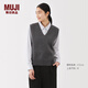 無(wú)印良品（MUJI）女式 米蘭諾羅紋編織 背心 針織女裝上衣馬甲25年秋季 BA1QPA5A 深灰色 M (160/84A)