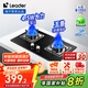 統帥（Leader）海爾智家出品  燃氣灶 天然氣灶 臺嵌兩用家用4.5KW火力 銅火蓋天然氣雙頭灶 【天然灶2D】4.5KW火力+一級能效 一級能效