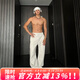 牧唯美式運動(dòng)休閑衛褲男士2025秋季新款直筒寬松闊腿潮休閑百搭長(cháng)褲子 白灰色 XL [建議130-150斤]