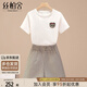 絲柏舍設(shè)計感套裝2025夏裝新款女裝圓領(lǐng)釘鉆T恤搭短褲兩件套