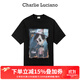Charlie Luciano匹諾曹火焰T恤春夏新款情侶男女同款92779百搭休閑cl短袖男潮 黑色 L 175