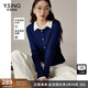 衣香麗影藏青色學院風針織衫女新款時尚拼色娃娃領上衣 藏青色 M