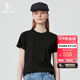 HAZZYS哈吉斯女裝 2025夏季新款女士多色圓領(lǐng)休閑短袖T恤女ASTSE0CBE51 黑色BK M (160/84A 38)