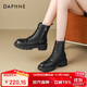 達芙妮英倫風(fēng)厚底馬丁靴女2025新款復古黑色機車(chē)騎士短靴夏季薄款