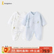 童泰（TONGTAI）嬰兒連體衣秋冬季純棉保暖新生兒衣服寶寶蝴蝶哈衣爬服藍色59cm