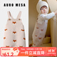 Auro Mesa嬰兒針織背帶褲可愛(ài)狐貍連體褲ins風(fēng)韓版春秋寶寶萌娃吊帶短褲 狐貍背帶褲 80cm/9-12M