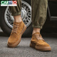 卡帝樂(lè )鱷魚(yú)（CARTELO）高幫磨砂反絨皮馬丁靴25秋冬新款潮流休閑復古真皮中幫休閑男鞋 棕色 41