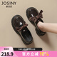卓詩尼粗跟小皮鞋女2025年秋季新款蝴蝶結(jié)單鞋復(fù)古配裙子jk厚底樂福鞋女 棕色 37