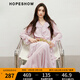 紅袖甜美垂感連衣裙2025春季新款女裝波西米亞風(fēng)收腰木耳邊領(lǐng)雪紡長裙 煙霧粉181 S