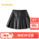 巴拉巴拉童裝兒童半身裙秋冬裝女童短裙子PU仿皮百褶裙甜酷時(shí)尚潮 黑色90001 150cm