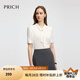 PRICH職場商務(wù)時尚知性飄帶V領(lǐng)短袖襯衫25夏季新款垂順氣質(zhì)正肩襯衣女 39象牙白色 L 170