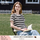 香影流蘇條紋黑色t恤女短袖2025夏裝新款寬松休閑風(fēng)正肩圓領(lǐng)上衣 黑色 T恤款 M 160/84A/95-110斤