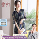 雪夕（XUEXI）媽媽裝夏裝高貴連衣裙貴婦人40歲50時(shí)尚大碼裙子中老年女碎花裙