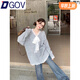 DGOV蕾絲蝴蝶結拼接寬松長(cháng)袖毛衣女裝2025秋季慵懶風(fēng)針織衫中長(cháng)款上衣 格雷灰zt M （98-115斤）
