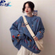 JAVC2025新款秋冬韓版寬松原宿風(fēng)涂鴉加絨加厚套頭衛(wèi)衣上衣外套女學(xué)生 愛心藍(lán)色【薄款】 L (建議 100-115斤)