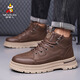 稻草人男鞋馬丁靴男士工裝鞋休閑鞋子男雪地靴  棕色 41