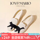快樂瑪麗（J&M）休閑鞋女鞋2025春季新款軟底一腳蹬單鞋飛織透氣王妃鞋晚晚鞋子女 米白色 【透氣飛織款/低跟】貓咪 37 (曬圖送20元紅包）