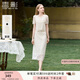 香影小香風(fēng)蕾絲套裝裙子女夏季2025新款重工刺繡白色半身裙兩件套 米白 M 160/84A/95-110斤