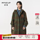 幻走（MOVEUP）2023冬季新款.FUN系列連帽繡花設計師長(cháng)款毛呢外套女 綠棕格 M