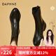 達(dá)芙妮（DAPHNE）短靴女春秋皮單靴品牌瘦瘦靴新款女鞋秋冬靴子冬加絨保暖英倫風(fēng) 黑色 單層 37 (235mm)