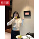 柯蘭娜《miu系模范生》海軍領(lǐng)長袖針織衫女秋季學(xué)院風(fēng)短款上衣2025新款 米杏色 均碼
