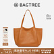 BAGTREE李思思同款包包樹(shù)晚楓包輕奢植鞣皮大容量托特包通勤單肩電腦女包 橡果色-中號 可裝14寸電腦 高級小眾