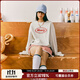 Mmlg圓領(lǐng)衛衣女2025年秋季新款寬松百搭潮牌印花韓系短款休閑上衣服 淺花灰 S