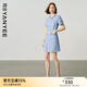 顏域小香風(fēng)短款連衣裙女夏裝2025新款輕奢高級感顯瘦名媛氣質(zhì)裙子 淺藍 S