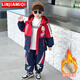 鄰家米其（LINJIAMIQI）男童套裝冬裝加絨加厚新款卡通奧特曼寶寶兒童裝男孩冬季小孩衣服 XT8061-紅色 110 碼/身高100-110cm（3-4歲）
