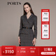 PORTS寶姿秋冬新品女裝縫制針織長(cháng)袖中長(cháng)連衣裙LM9N012NFE010 黑色格子 XS (2)