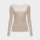 蕉內（Bananain）【劉浩存同款】熱皮301+女士打底衣長(cháng)袖T恤棉感25秋冬保暖可外穿 【芭蕾領(lǐng)】燕麥奶 M