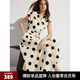 ELLE復(fù)古波點(diǎn)收腰無袖連衣裙女2024夏季新款中長(zhǎng)款高端精致裙子 波點(diǎn) S