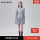 moussy 女裝新款淑女風(fēng)附腰帶百褶西裝連衣裙女010GSS30-1150 145花紋海軍藍(lán) S 00001/S