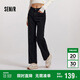 森馬（Semir）森柔牛仔|牛仔褲女抓毛寬松闊腿褲冬季女士做舊長(zhǎng)褲103724124001A