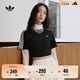 adidas新中式純棉運動(dòng)上衣圓領(lǐng)短袖T恤女夏季阿迪達斯三葉草 黑色   S