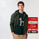 HAZZYS男裝 2025春季款男士外套可調節抽繩休閑連帽夾克男ASVZU0CAX61 深綠色DG XL （180/100A 50）