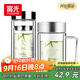 富光 320ML+320ML雙層多用泡茶杯 耐熱玻璃杯帶把水杯子（2只裝）
