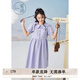 紫涵（ZIHAN）紫涵娃娃領(lǐng)短袖連衣裙女夏季新款多巴胺穿搭奶甜可愛收腰裙子 清新紫 XL