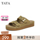 他她（TATA）復古厚底勃肯涼鞋女鞋真皮棕色沙灘鞋2025夏季新CZS01BL5 卡其綠 39